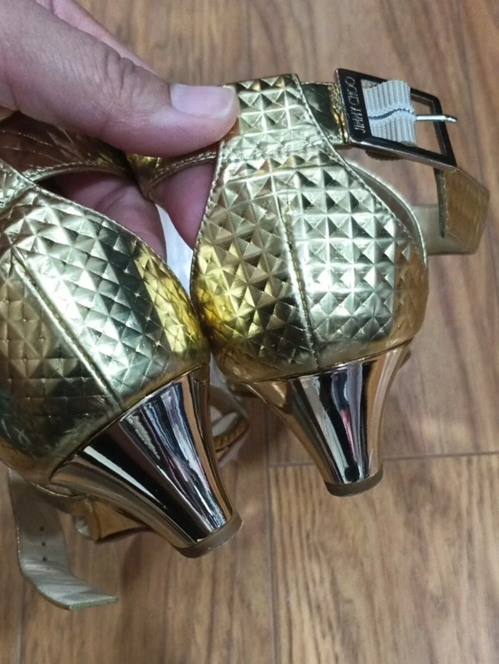 Elegant Gold Metallic Strappy Wedge Sandals